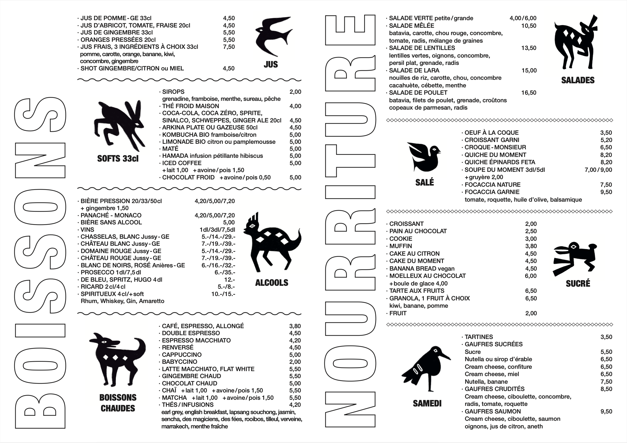 Menu du Café Bleu